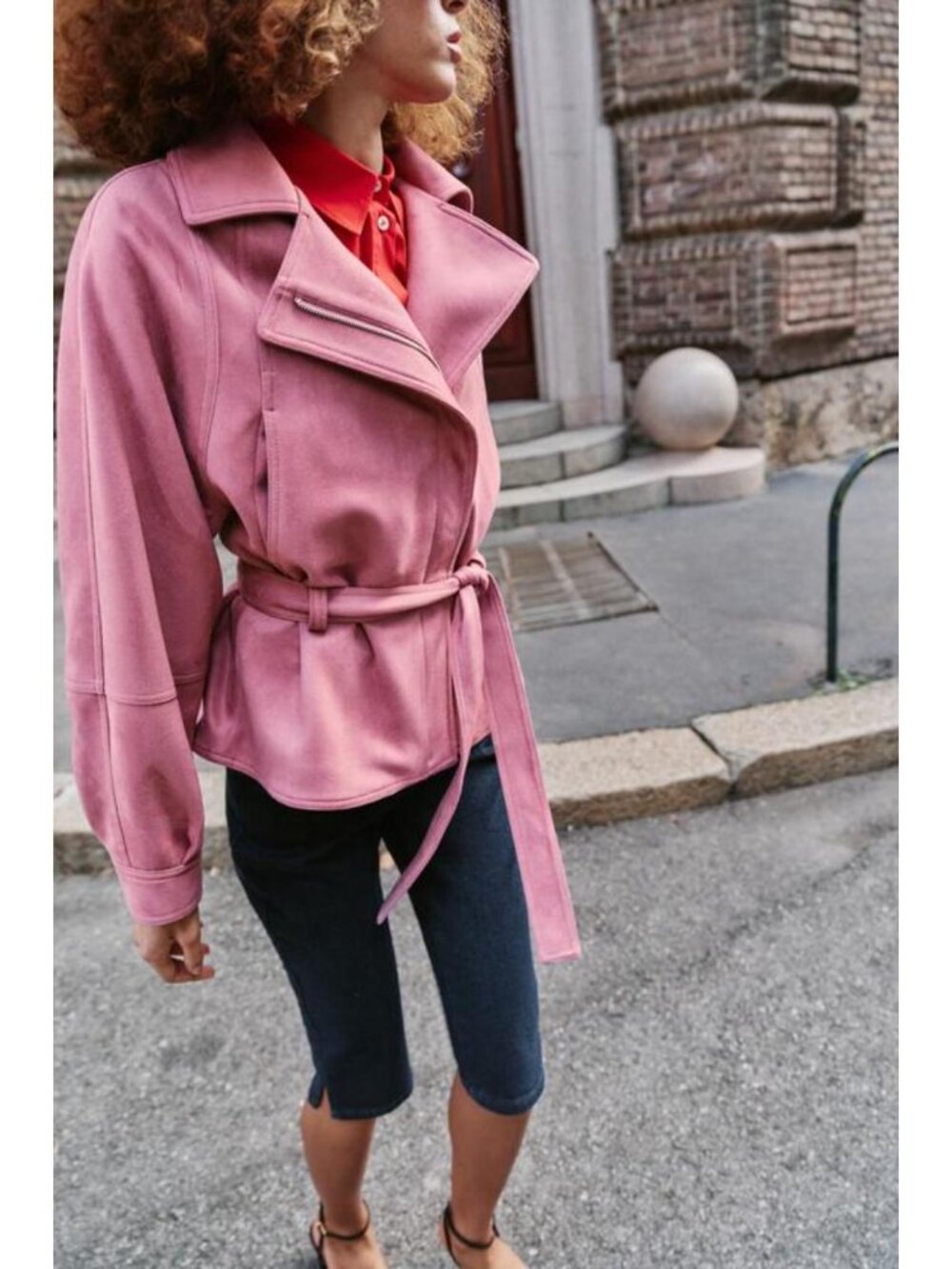 ZARA FAUX SUEDE BELTED JACKET - Picture 8 of 10